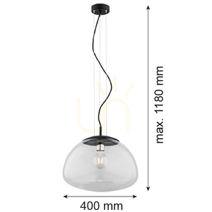 Lampa wisząca Argon TRINI 40 cm szkło transparentne czarny mat E27 4351 small 2