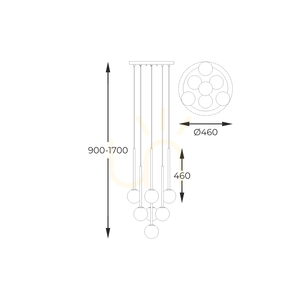Lampa wisząca Zuma Line ARCTURUS P0574-07F-SDFZ 7×G9 46 cm czarno-złota small 3