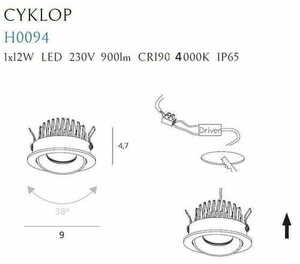 Oczko sufitowe Max Light CykloP H0094 4000K białe LED 12W IP65 4000K small 1