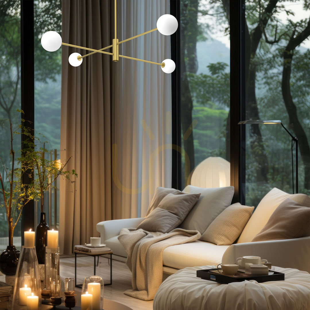 Wyświetl Złota Lampa Sufitowa Dori Gold 4x G9 Złota Lampa Sufitowa Dori Gold 4x G9