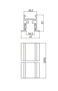 Szynoprzewód wpuszczany Stucchi EVO czarny 2 m 9500-2/B-ST8-E small 1