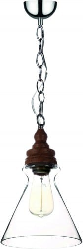 Sprawdź Lampa wisząca Britop Lighting Edvin chrom drewniana transparentna industrialna E14 40W