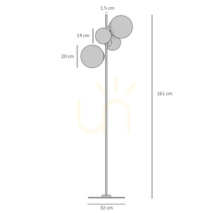 Lampa stojąca Aldex Bloom Multicolour 1111A40, mosiądz, kolorowe klosze, 4×G9 small 4