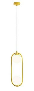 Lampa wisząca Aldex Riva 2 Mustard 1086H14 – musztardowa rama, 2 białe kule szklane, 2x E14 small 0