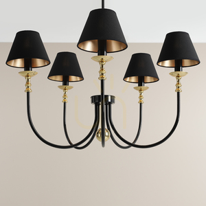 Żyrandol Aldex Roma 5 Black 1118F1 czarno-złoty 5 × E14 80 cm small 1