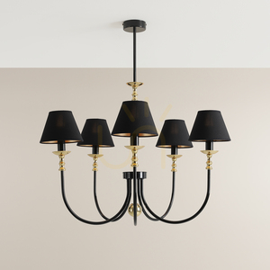 Żyrandol Aldex Roma 5 Black 1118F1 czarno-złoty 5 × E14 80 cm small 2