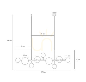 Lampa wisząca Aldex Dione 9 złota metal szkło 1092N30 small 1