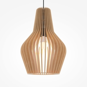 Lampa wisząca Maytoni Roots MOD191PL-01W1 czarna z drewnianym kloszem E27 30 cm small 4