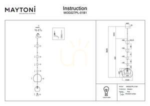 Lampa wisząca Maytoni ROS MOD227PL-01B1 czarna, szkło bursztynowe, ø16 cm, GU10 small 6