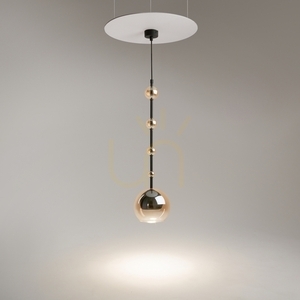 Lampa wisząca Maytoni ROS MOD227PL-01B1 czarna, szkło bursztynowe, ø16 cm, GU10 small 0