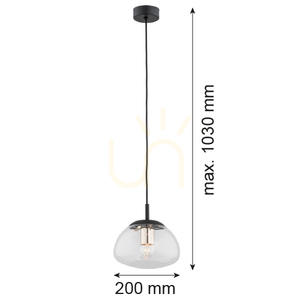 Lampa Wisząca Argon Trini Czarna Szkło Stal E27 IP20 4331 small 1