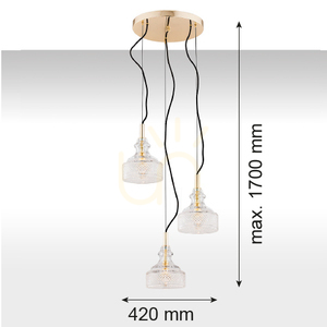 Lampa wisząca Argon Cruz transparentna kryształowa 3xE14 1462 small 2