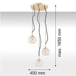 Lampa wisząca Argon Oviedo transparentna kryształ mosiądz 3xE27 1463 small 2