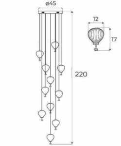 Lampa wisząca Max Light Palloncini P0526D 11-punktowa chrom szkło bursztynowe dymione białe 8 Lampa wisząca Max Light Palloncini P0526D 11-punktowa chrom szkło bursztynowe dymione białe small 8