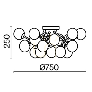 Plafon Maytoni Dallas MOD545PL-20G złoty, bursztynowe szkło, 20×G9, 75 cm small 4