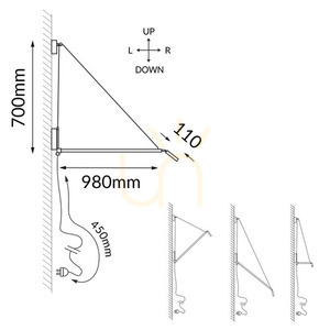 Kinkiet Antigo Nurh czarny 70 cm G9 LED 9019 small 1