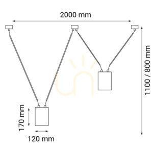 Lampa wisząca Antigo VIWIN 2 czarna 200 cm LED ES111 9021 small 1