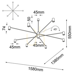 Lampa wisząca Antigo Dakata 8 czarna 158x158 cm 5640 small 1