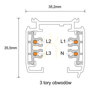 Szynoprzewód natynkowy 3F 1m biały Antigo 8098 230V small 1