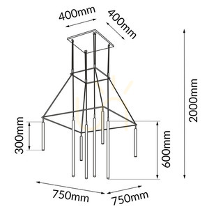 Lampa wisząca Antigo Alha H 75 cm czarna 8x G9 LED small 1
