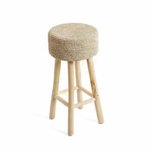 Stołek barowy BAZAR BIZAR Raffia, drewno tekowe i rafia, naturalny, 75 cm small 6