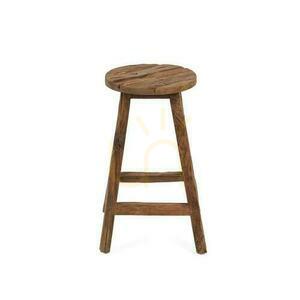 Taboret barowy BAZAR BIZAR Shibori z odzyskanego drewna tekowego, naturalny, Rustic Collection small 1