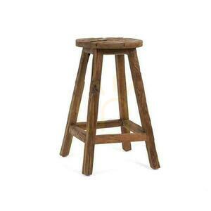 Taboret barowy BAZAR BIZAR Shibori z odzyskanego drewna tekowego, naturalny, Rustic Collection small 0