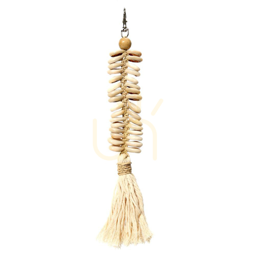 Sprawdź Brelok do kluczy macrame Fishbone BAZAR BIZAR kremowy bawełniany