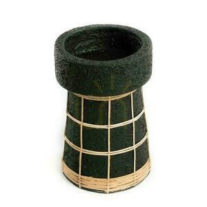 Świecznik BAZAR BIZAR Serene czarny naturalny rattan terakota L small 0