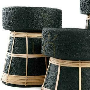 Świecznik BAZAR BIZAR Serene czarny naturalny M terakota rattan small 3