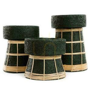 Świecznik BAZAR BIZAR Serene czarny naturalny M terakota rattan small 4