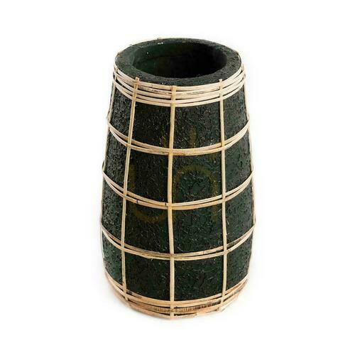 Sprawdź Wazon BAZAR BIZAR Cutie S Terracotta Collection czarny naturalny terakota rattan