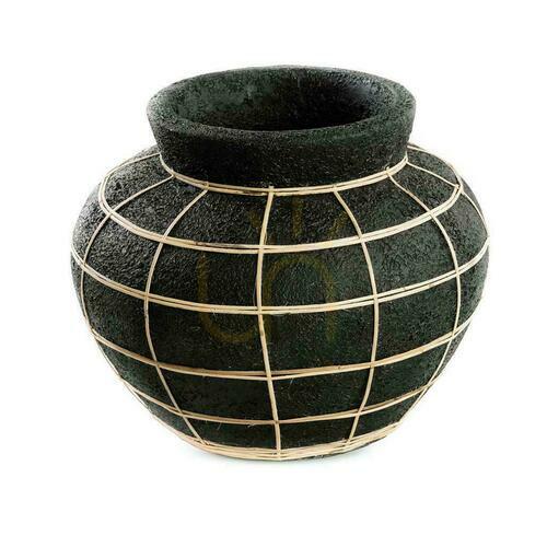 Sprawdź Wazon BAZAR BIZAR Terracotta Collection czarny naturalny M terakota rattan