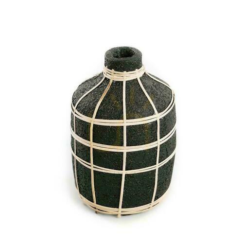 Sprawdź Wazon BAZAR BIZAR Whoopy M terrakota rattan czarny naturalny Terracotta Collection
