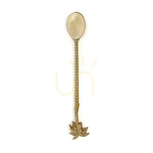 Sprawdź Łyżka długa w kształcie palmy BAZAR BIZAR, mosiężna złota 20 cm