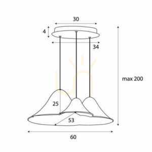 Lampa wisząca Max Light Bellmond P0565 czarno-szara filcowa LED 3-punktowa 60 cm small 5