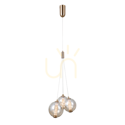Sprawdź Lampa wisząca Italux Butero LED złota bursztynowa 3xLED PND-34359-3-HBR-AMB