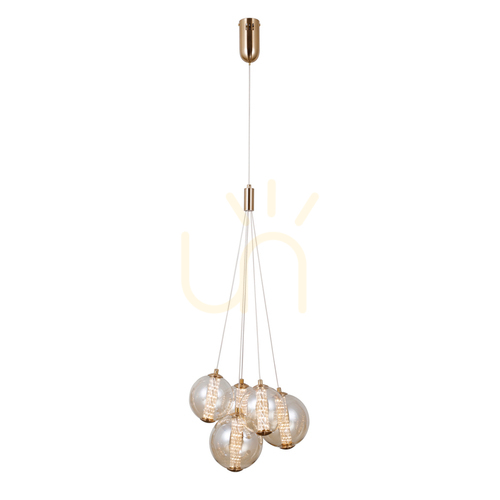 Sprawdź Lampa Wisząca Italux Butero LED Złota Amber 5xLED PND-34359-5-HBR-AMB