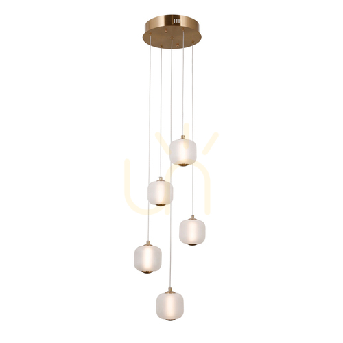Sprawdź Lampa wisząca Italux Ganti LED 5x12W opal złota PND-34362-5-HBR-OPAL