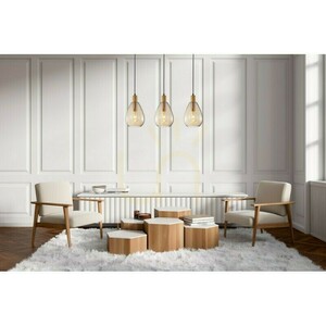 Lampa wisząca Zulo 3xE27 na listwie, kolor mosiądzu i bursztynowe szkło Italux PND-27812-3-BRO-AMB small 1