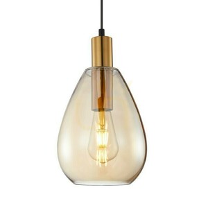 Lampa wisząca Zulo 3xE27 na listwie, kolor mosiądzu i bursztynowe szkło Italux PND-27812-3-BRO-AMB small 2