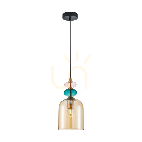 Sprawdź Lampa Wisząca Italux Busco Złota Szklana E27 PND-30263-1B-BRO-AMB