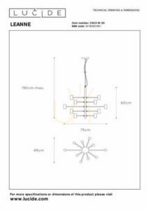 Lampa wisząca Lucide Leanne 10xE27 czarna metalowa vintage 75 cm small 8
