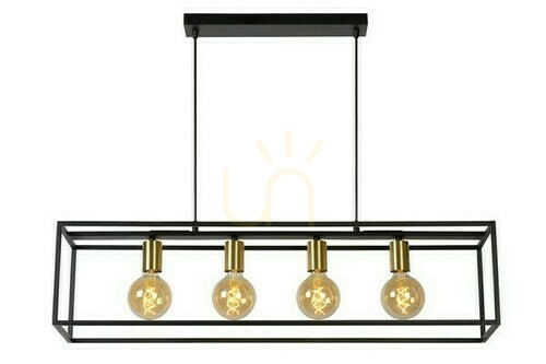 Sprawdź Lampa wisząca Lucide RUBEN 4xE27 czarna złoto vintage 92 cm 00424/04/30