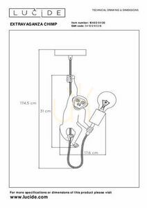 Lampa wisząca Lucide Extravaganza Chimp czarna 18 cm E27 10402/01/30 small 10