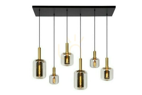 Sprawdź Lampa wisząca Lucide JOANET 6xE27 złota szklana nowoczesna 130 cm 45494/06/65