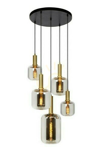 Sprawdź Lampa wisząca Lucide Joanet złota szklana 5xE27 71 cm 45494/15/65