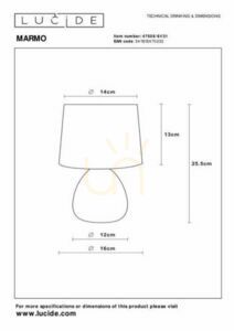 Lampa stołowa MARMO E14 ø16 cm, biała ceramika z nadrukiem i lniany abażur, włącznik na przewodzie, Lucide 47508/81/31 small 5