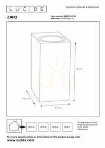 Kinkiet Zewnętrzny Lucide ZARO biały aluminium IP44 GU10 2x35W 69800/02/31 small 3