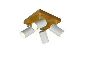 Plafon z reflektorkami Trio MARLEY 812400431, 4×GU10, biały mat i drewno small 0